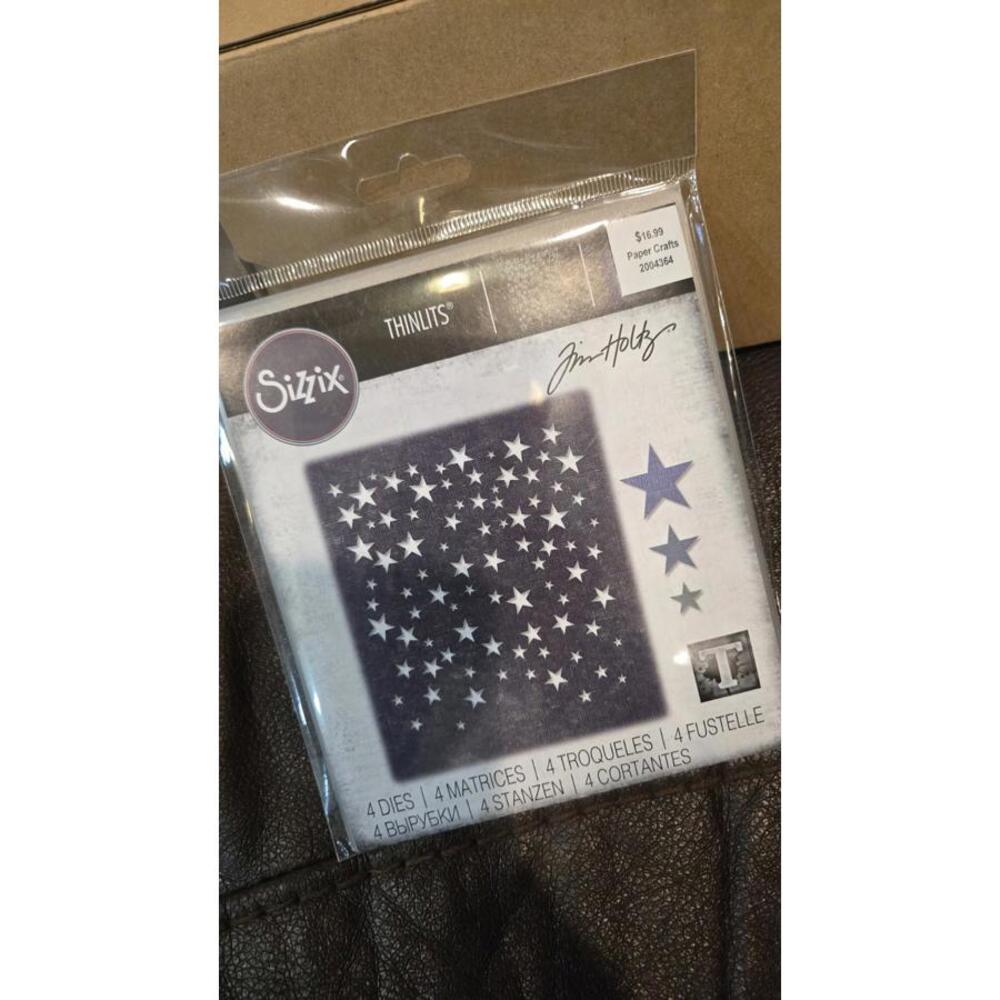 Falling Stars Rare Tim Holtz Sizzix Thinlits 4 Dies 3 Sizes Stars 664742 New